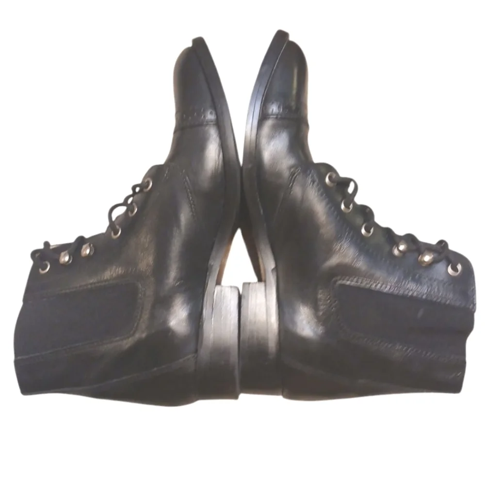 Black Lace-Up Ankle Boots Women's Size 6 Black Booties